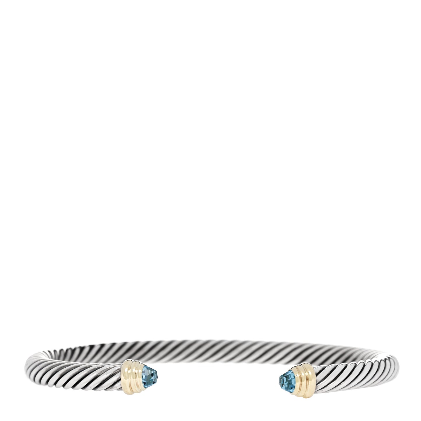 Sterling Silver 14K Yellow Gold Blue Topaz 5mm Cable Classics Bracelet