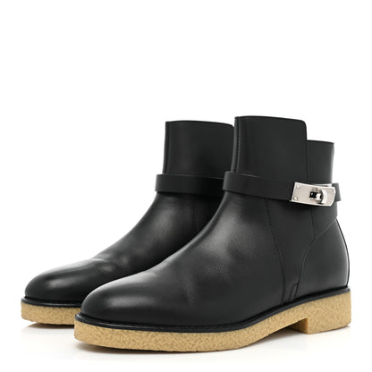 Hermes Calfskin Follow Ankle Boots 37.5 Black 3 of 11