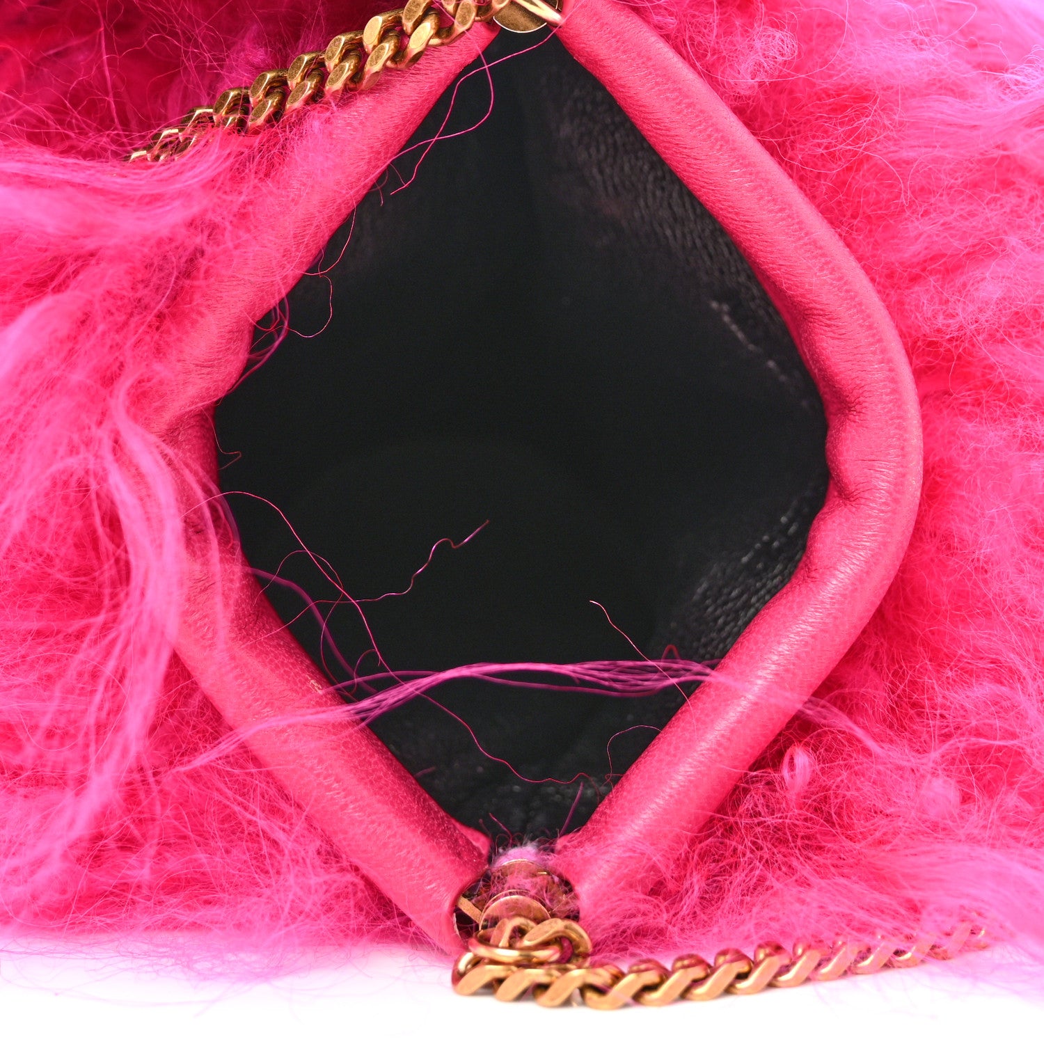Saint Laurent Fur Mini Pac Pac Pouch On Chain Fuchsia 5 of 8