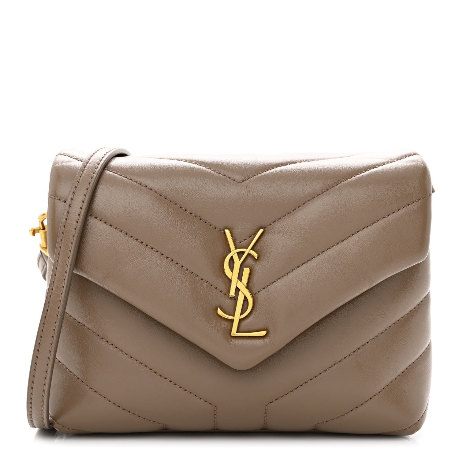 Saint Laurent Calfskin Y Quilted Monogram Toy Loulou Crossbody Bag Taupe 1 of 13