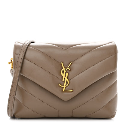 Saint Laurent Calfskin Y Quilted Monogram Toy Loulou Crossbody Bag Taupe 1 of 13