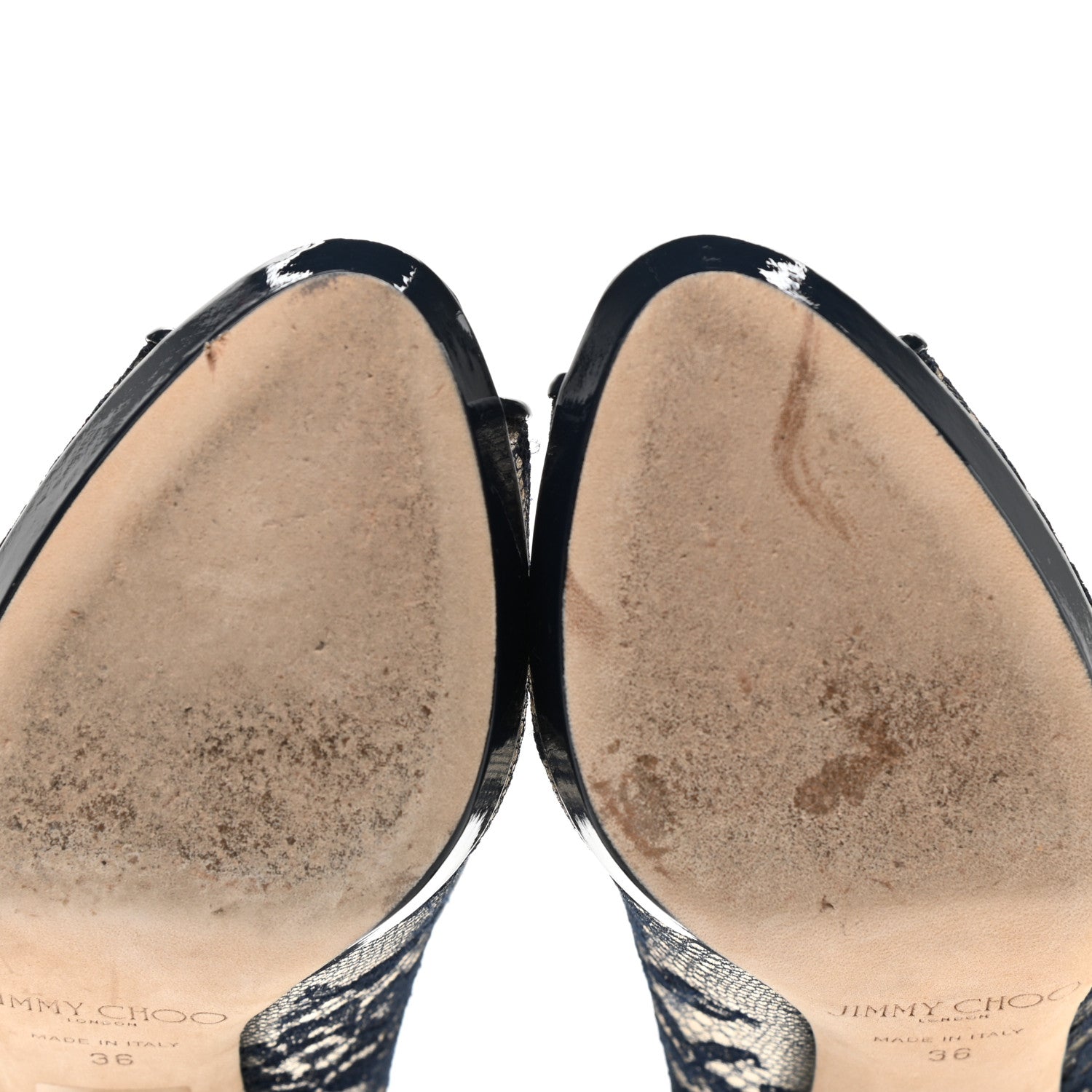 Jimmy Choo Lace Patent Luna Peep Toe Pump 36 Black 6 of 10