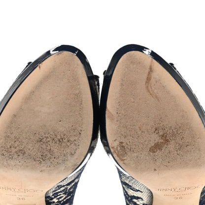 Jimmy Choo Lace Patent Luna Peep Toe Pump 36 Black 6 of 10