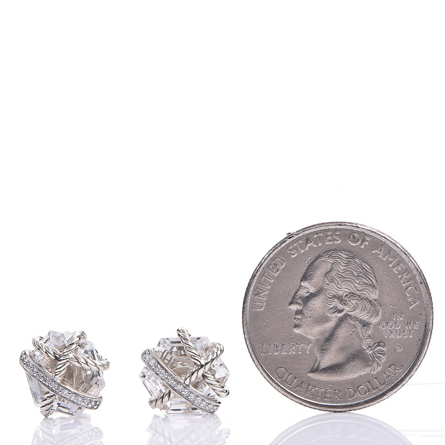 Sterling Silver Diamond Crystal 10mm Cable Wrap Earrings