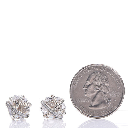 David Yurman Sterling Silver Diamond Crystal 10mm Cable Wrap Earrings 2 of 5