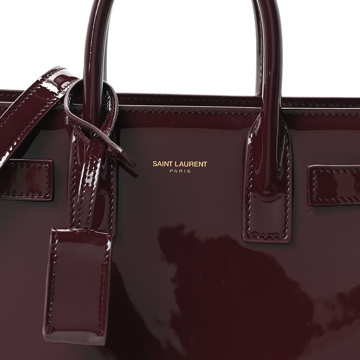 Saint Laurent Patent Nano Sac de Jour Dark Red Wine 7 of 9