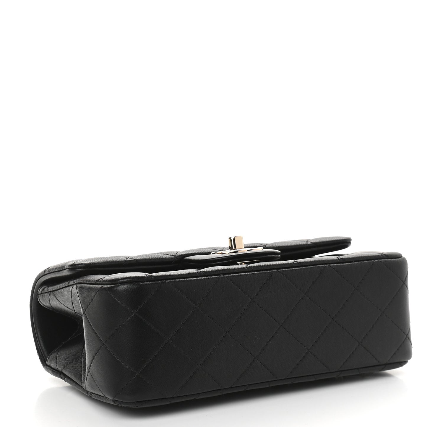 Lambskin Quilted Mini Top Handle Rectangular Flap Black