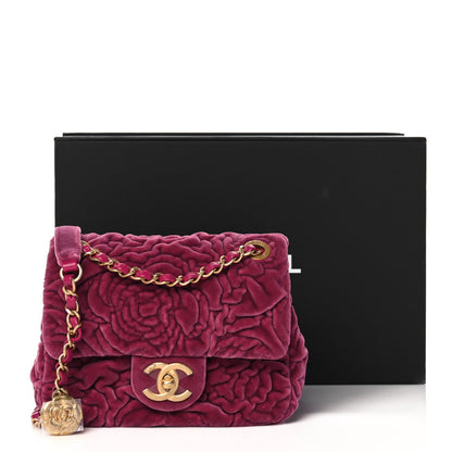 Chanel Velvet Camellia Embossed Mini Square Flap Pink 11 of 11