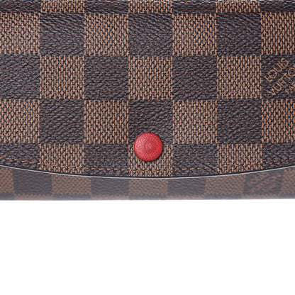 Louis Vuitton Damier Ebene Emilie Wallet Red 7 of 9