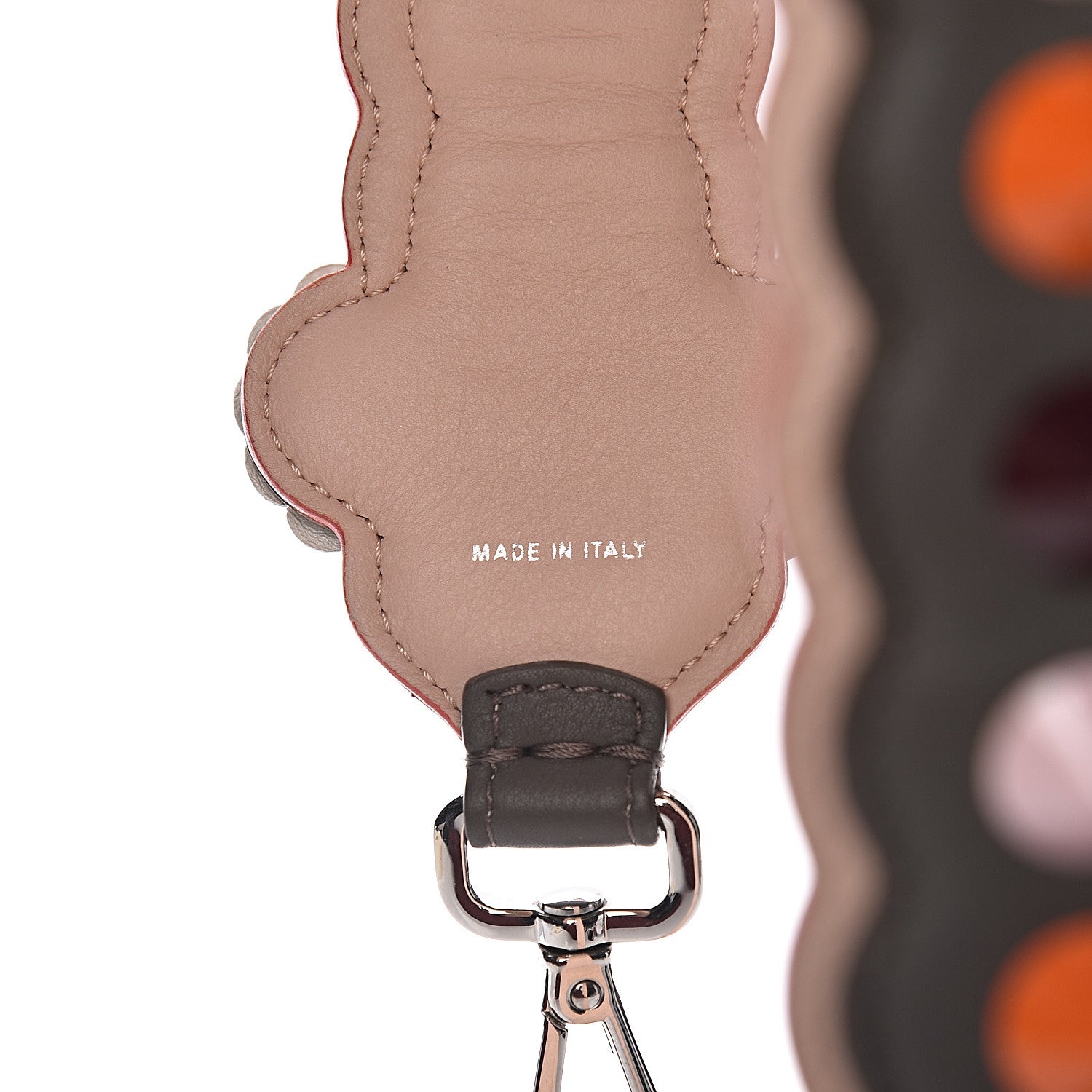 Fendi Vitello Dolce Nappa Hypnoteyes Bi-Color Scalloped Spike Studded Strap You Carbone Plaster White Multicolor 4 of 4
