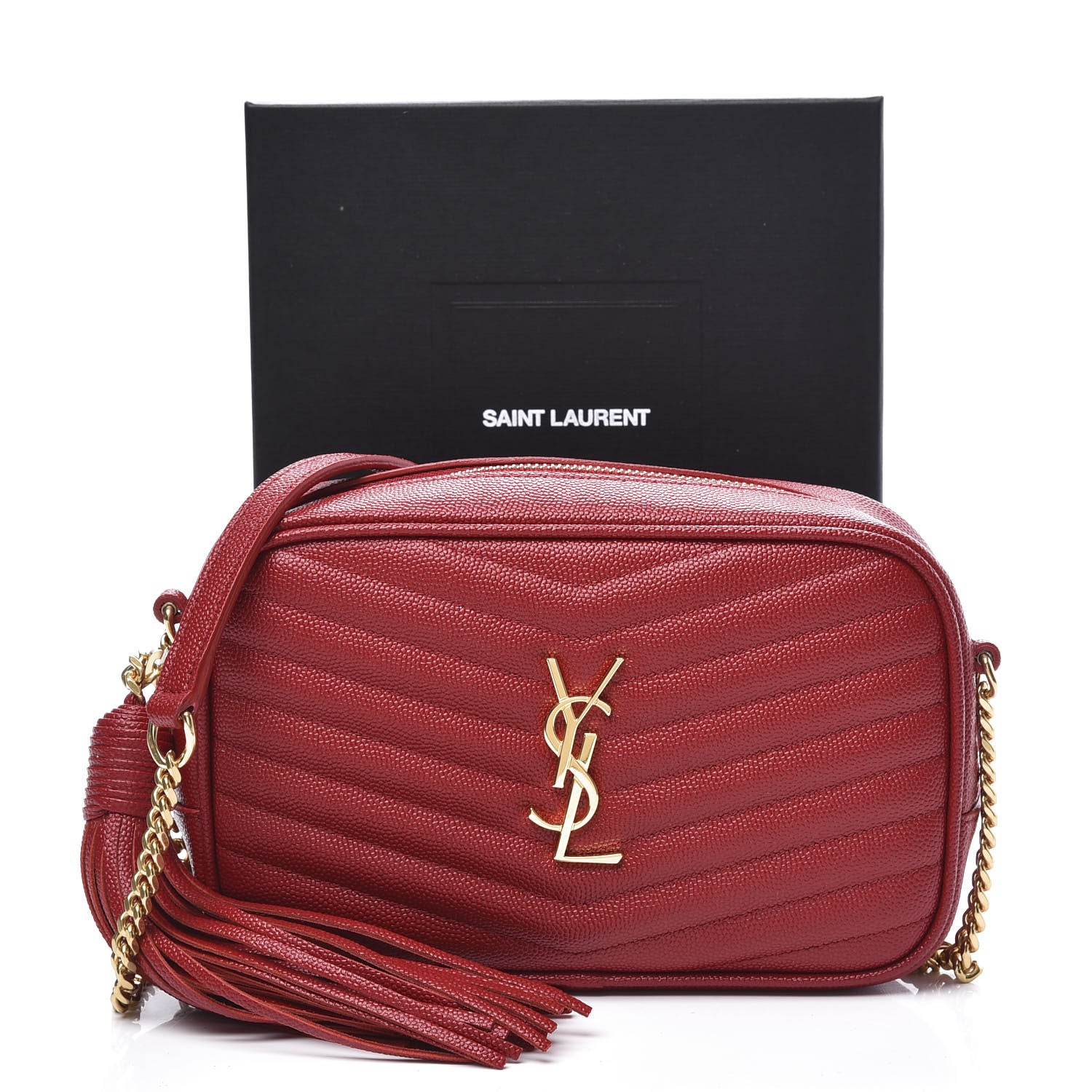 Saint Laurent Grain De Poudre Matelasse Monogram Mini Lou Camera Bag Eros Red 10 of 10