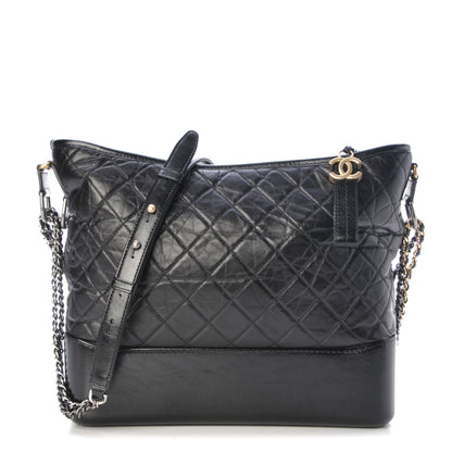 Chanel Aged Calfskin Quilted Large Gabrielle Hobo Black 1 of 8