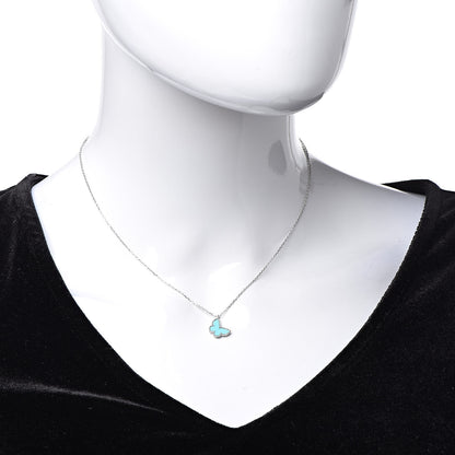 Van Cleef & Arpels 18K White Gold Turquoise Sweet Alhambra Butterfly Pendant Necklace 2 of 7