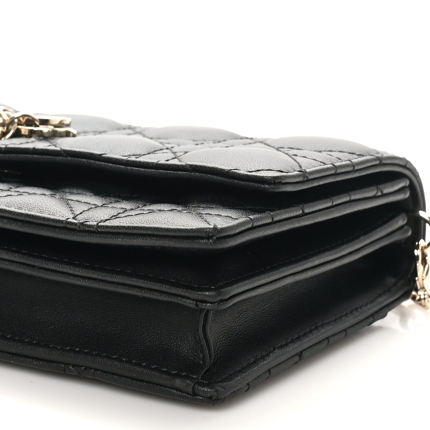 Lambskin Lady Dior Top Handle Clutch Black