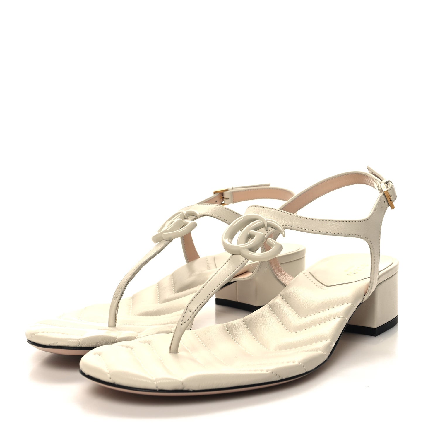 Nappa Matelasse Double G 35mm Thong Sandals 39.5 Mystic White