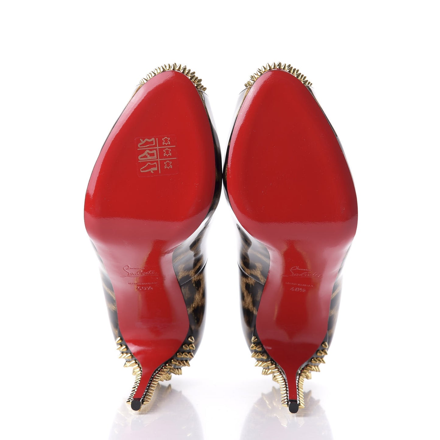 Patent Leopard New Very Prive Spikes 120 Pumps 40.5 Brown