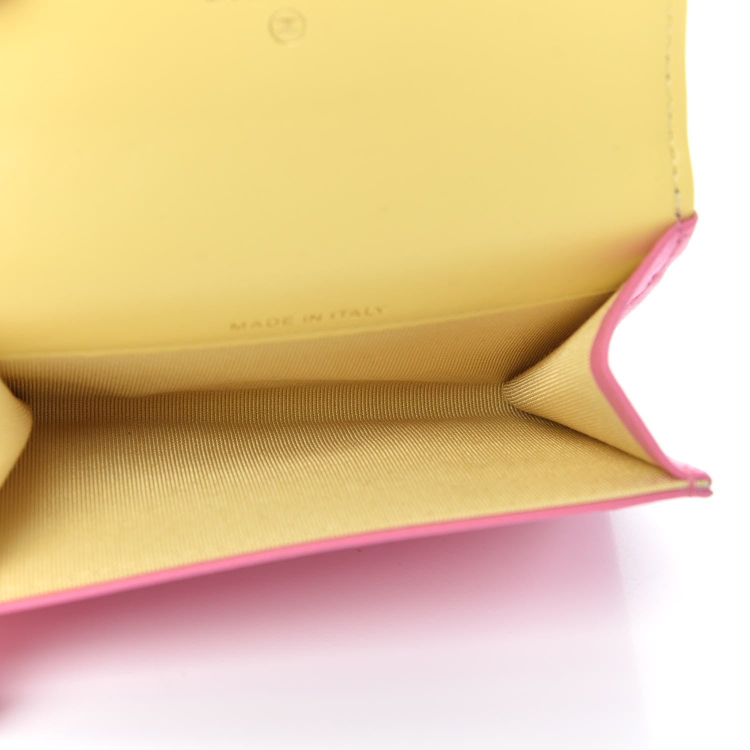 Chanel Lambskin Quilted Flap Card Holder Wallet Pink Yellow 5 of 9