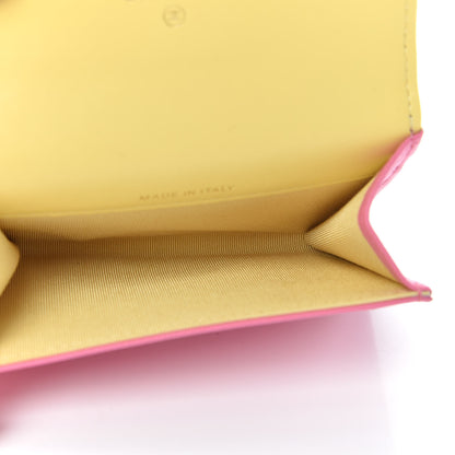Chanel Lambskin Quilted Flap Card Holder Wallet Pink Yellow 5 of 9