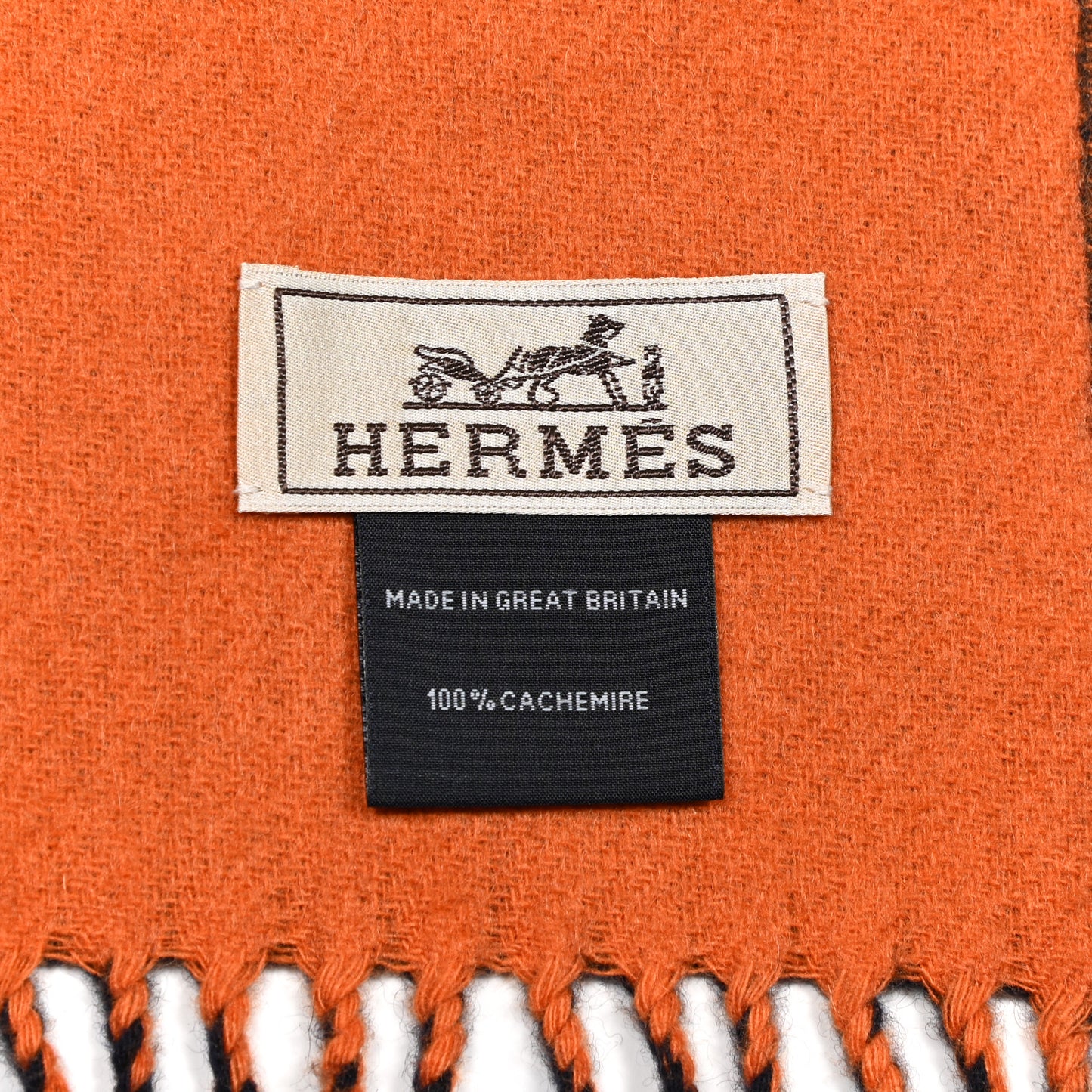 Cashmere Fringe Double Face Scarf Marine Orange