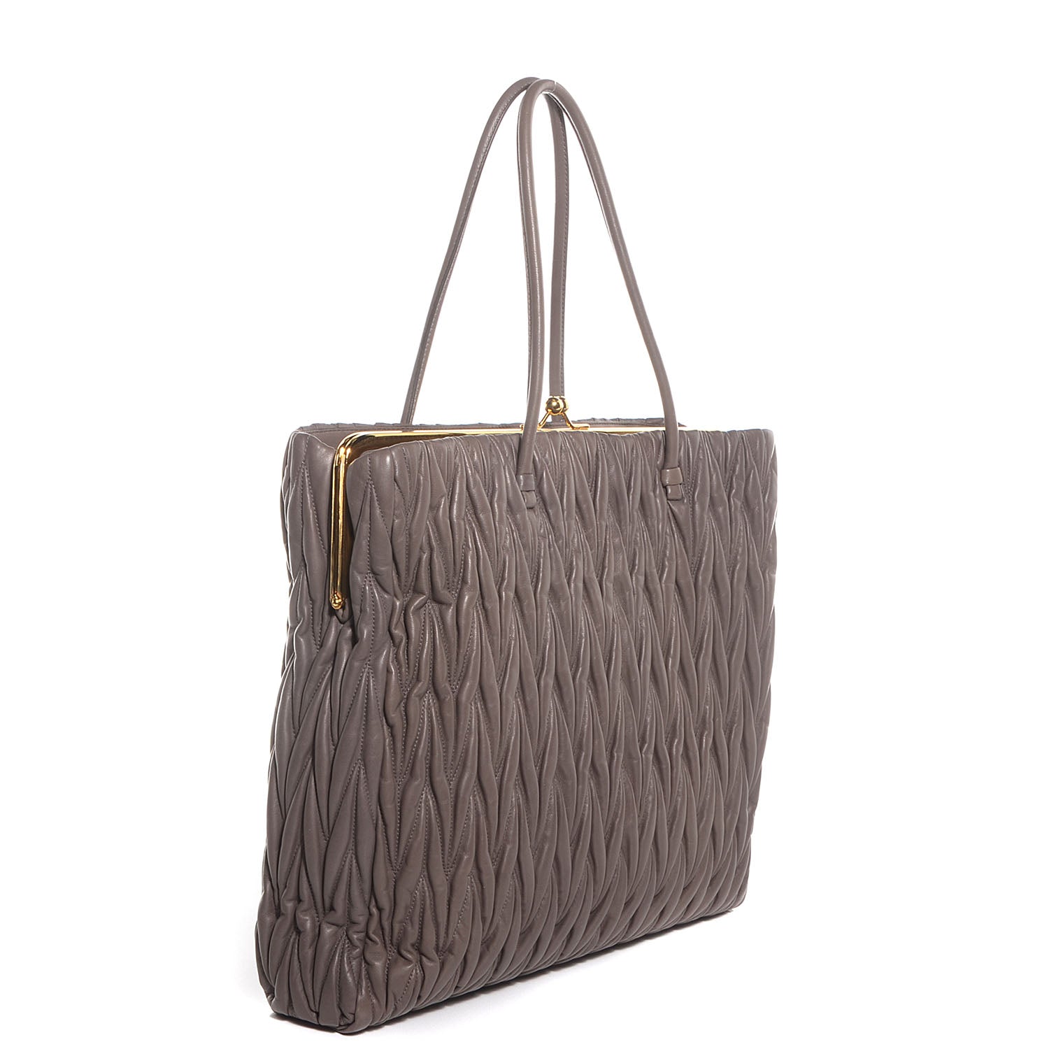 Miu Miu Matelasse Leather Tote Argilla 3 of 9