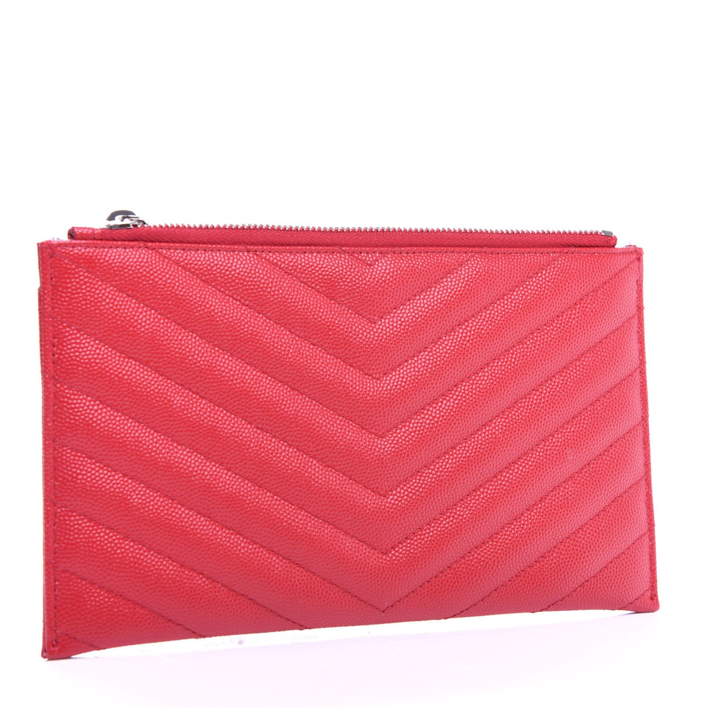 Grain De Poudre Matelasse Chevron Monogram Bill Pouch Red