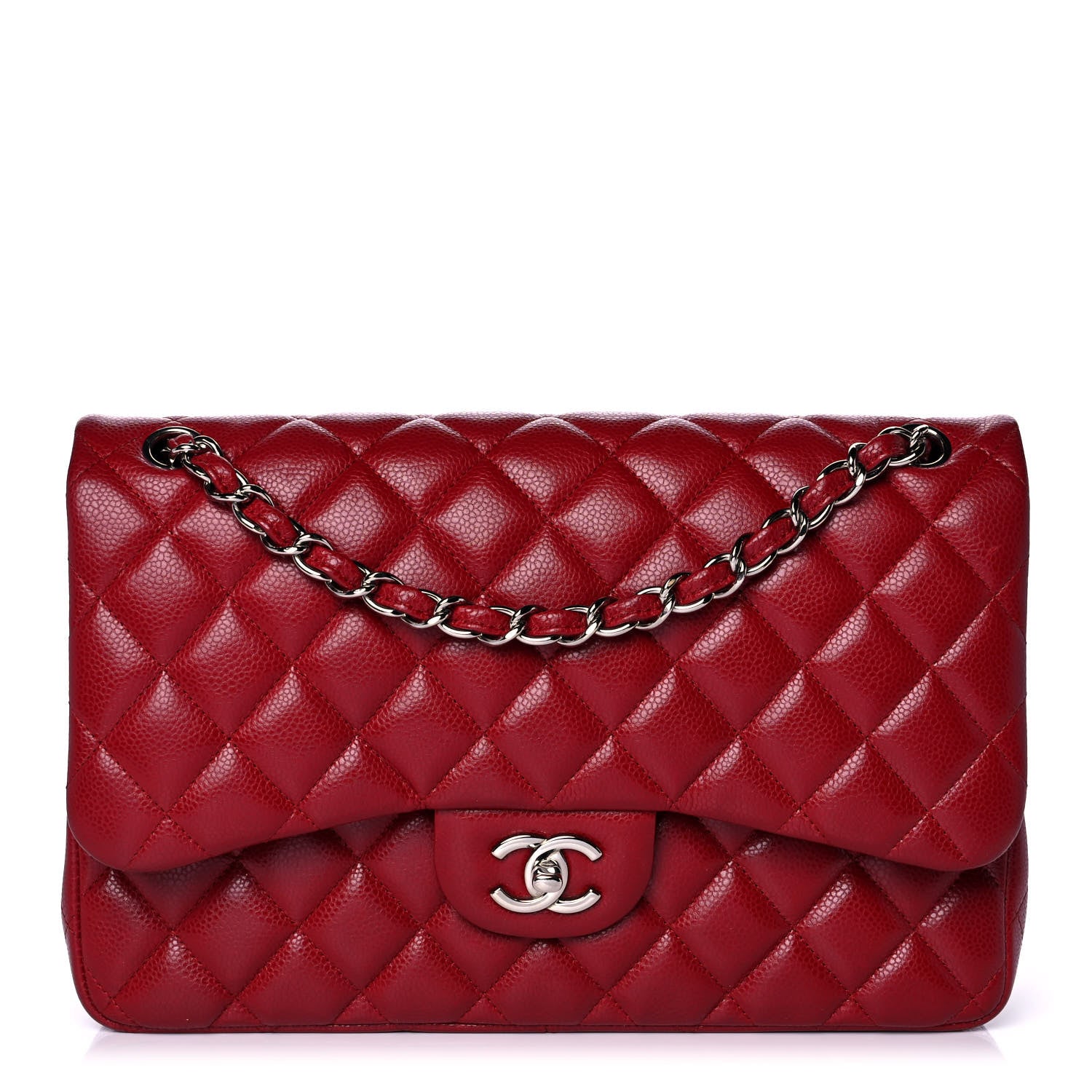 Chanel Caviar Quilted Jumbo Double Flap Dark Red 1 of 10