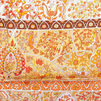 Hermes Silk Au Pays Des Oiseaux Fleurs Scarf 90 Beige Rose Orange 1 of 6