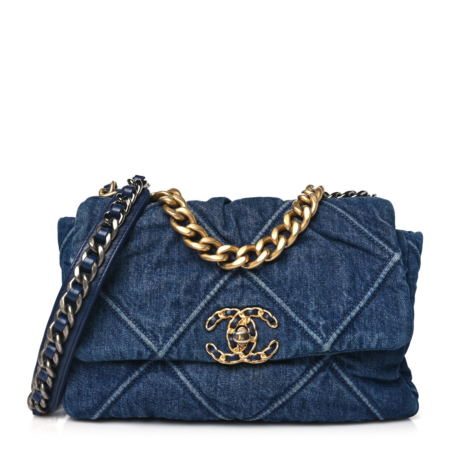Chanel Denim Quilted Medium Chanel 19 Flap Blue 1 of 10