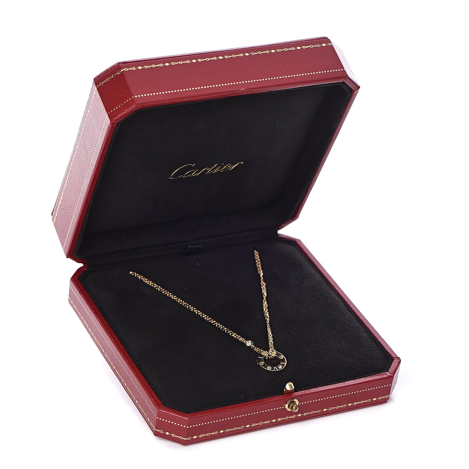Cartier 18K Yellow Gold 2 Diamond LOVE Necklace 10 of 10