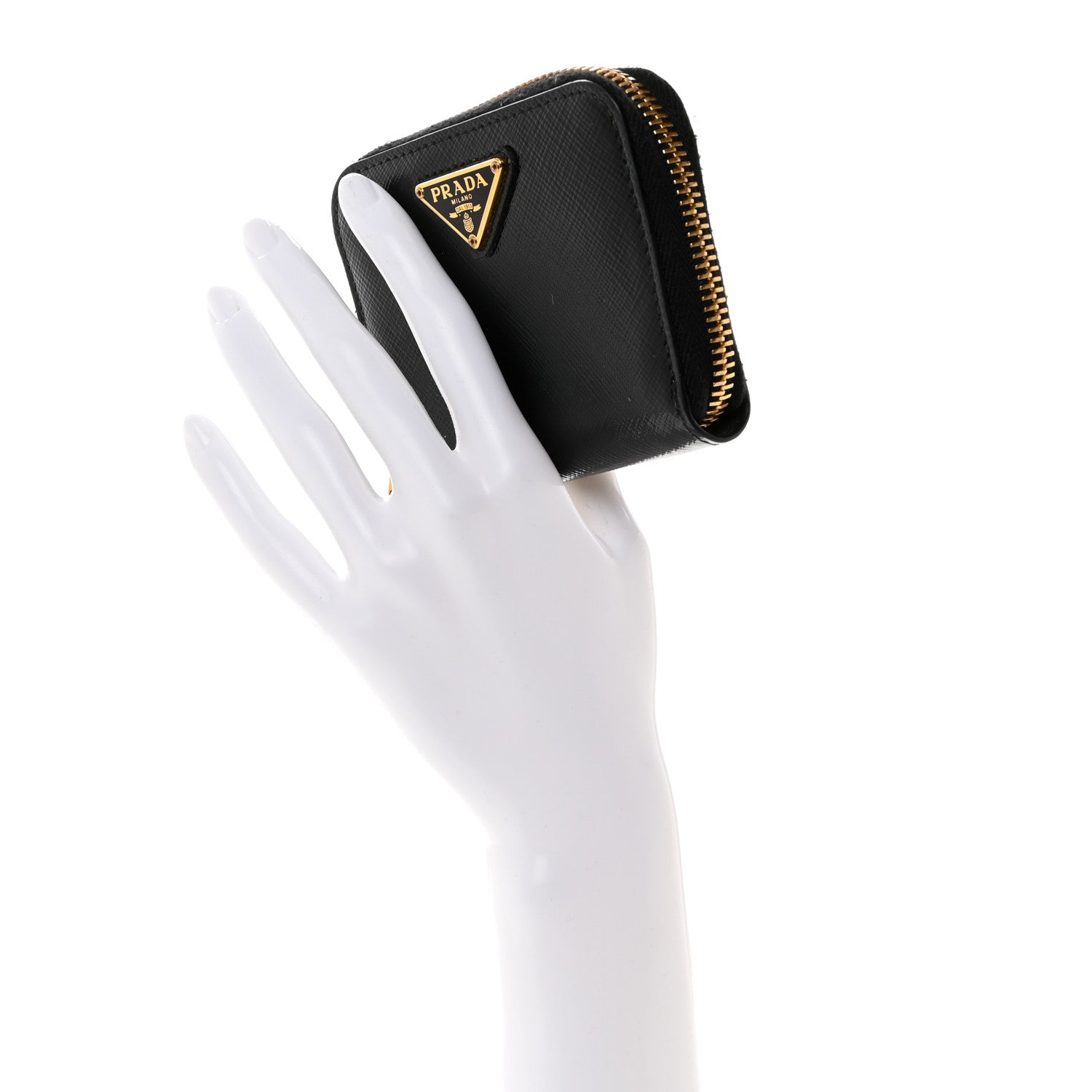 Prada Saffiano Metal Zip Coin Purse Black 2 of 9