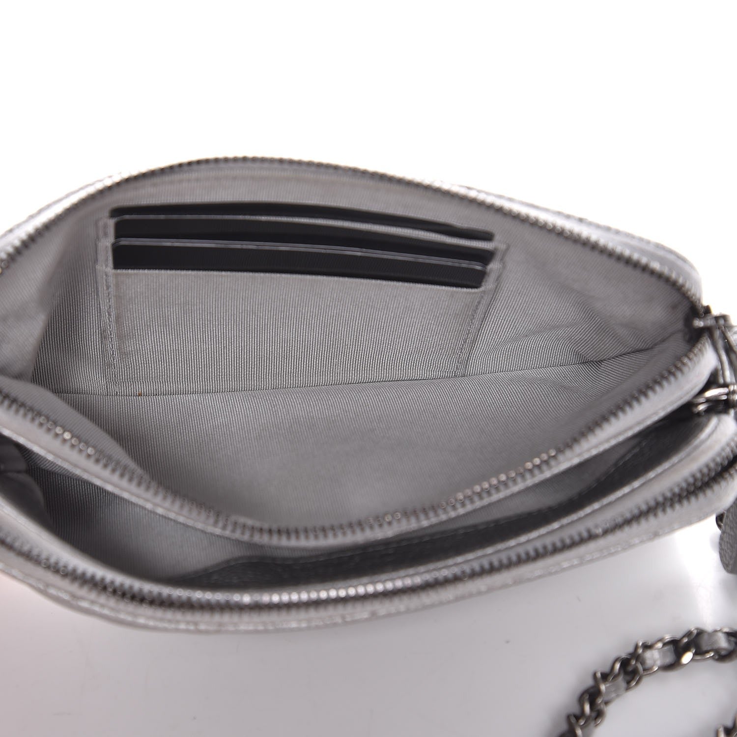Chanel Metallic Caviar Quilted Small Clutch With Chain Silver 8 of 10