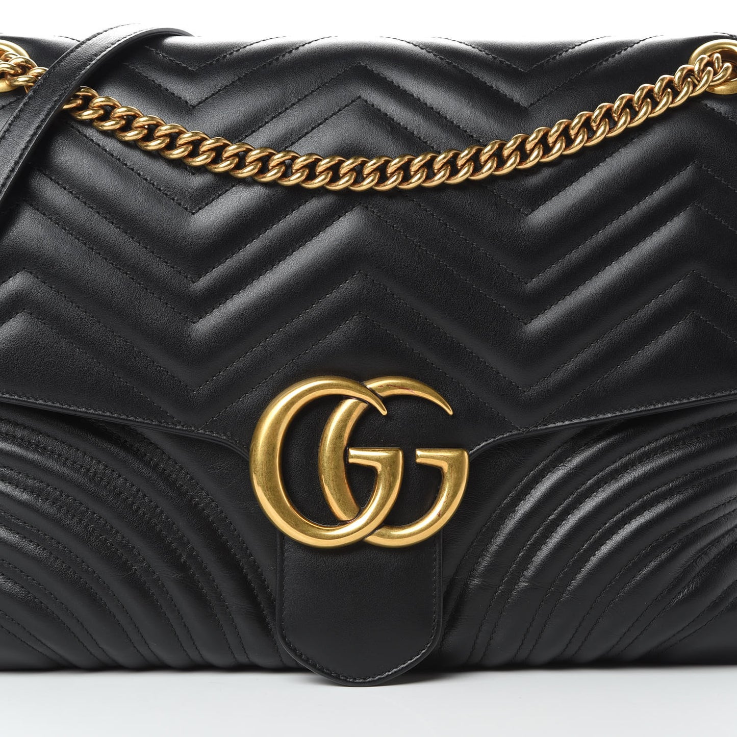 Calfskin Matelasse Large GG Marmont Shoulder Bag Black