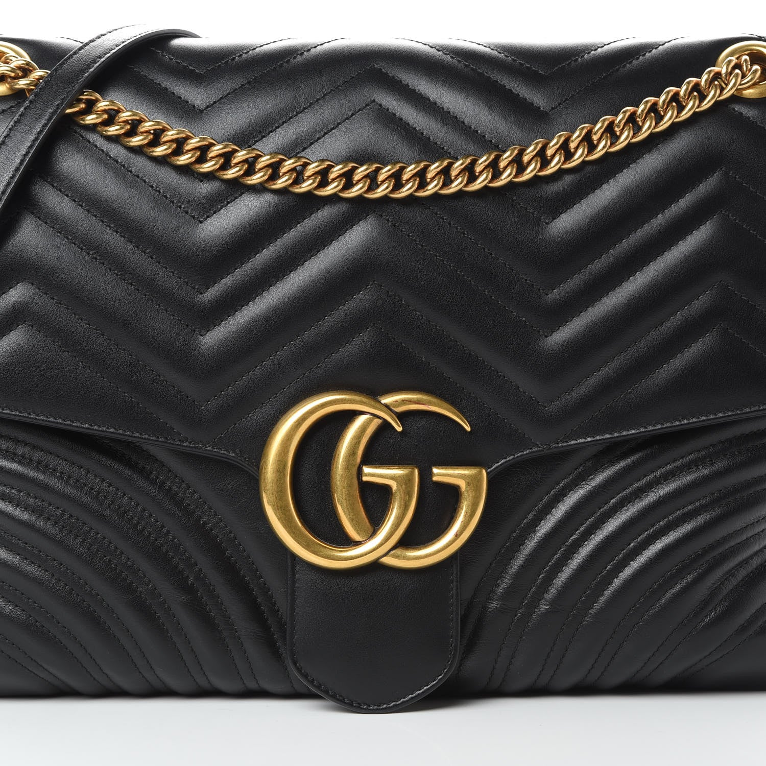 Gucci Calfskin Matelasse Large GG Marmont Shoulder Bag Black 9 of 18