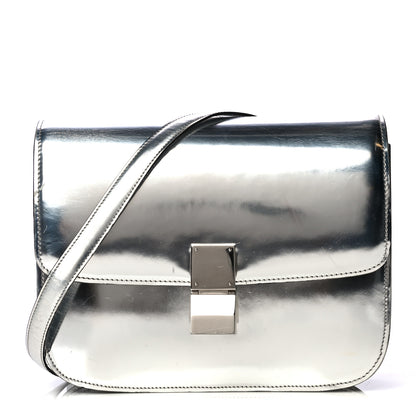 Celine Mirror Box Calfskin Medium Classic Box Flap Bag Silver 2 of 24