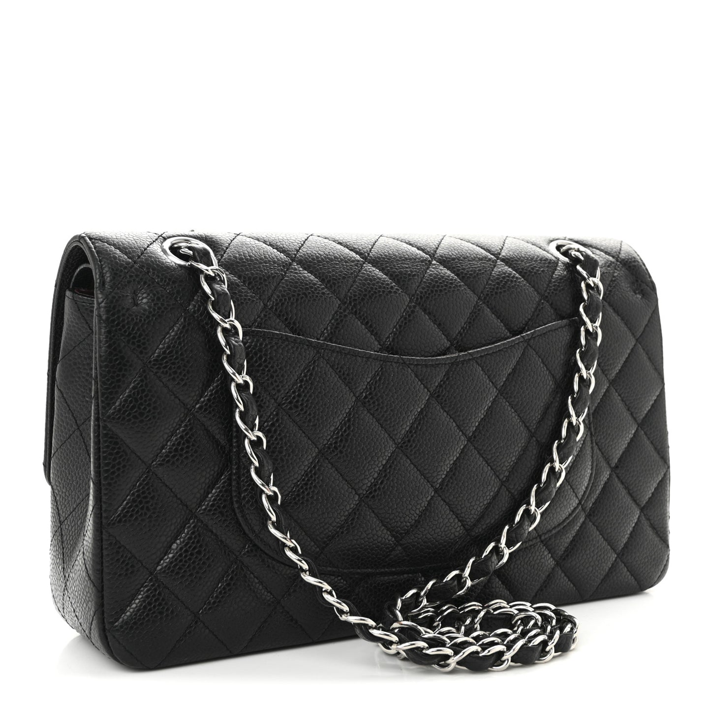 Caviar Quilted Medium Double Flap Black