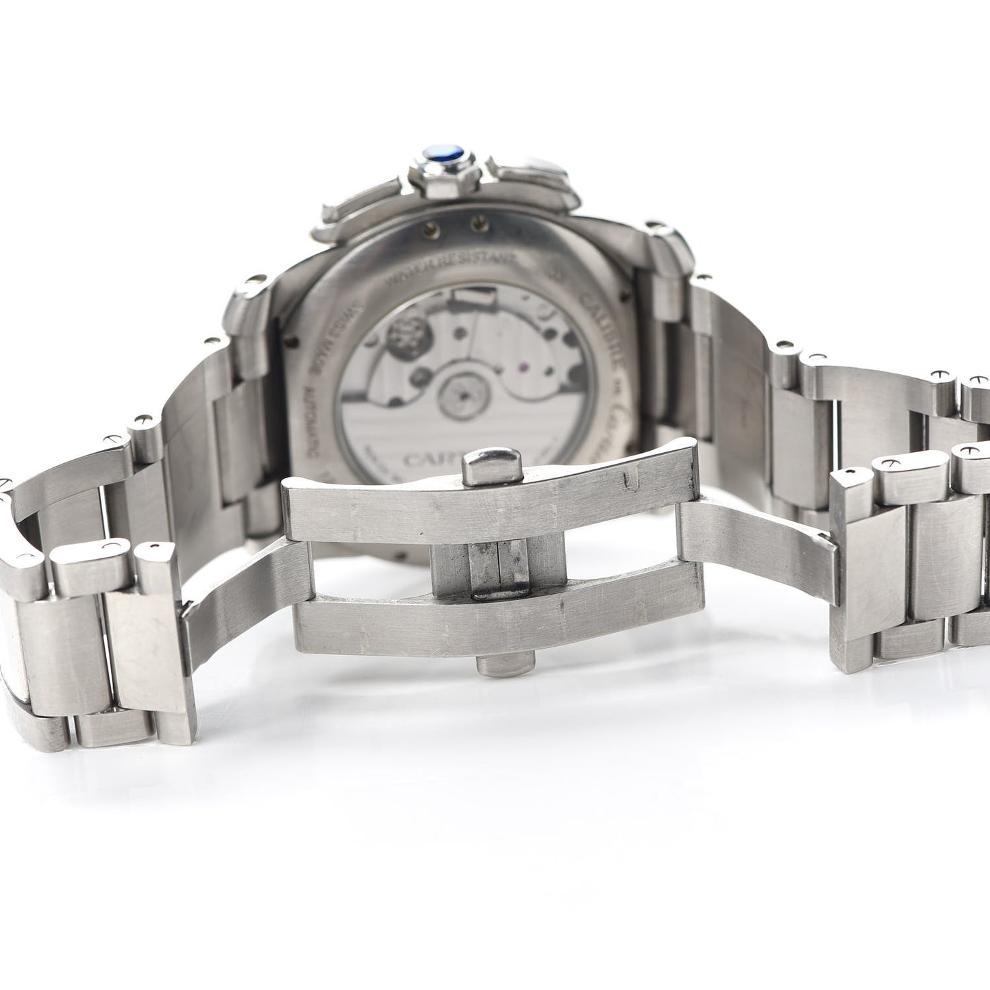 Stainless Steel 42mm Calibre de Cartier Chronograph Automatic Watch Black