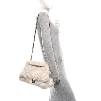 Balenciaga Faux Fur Medium Crush Chain Bag White 2 of 10