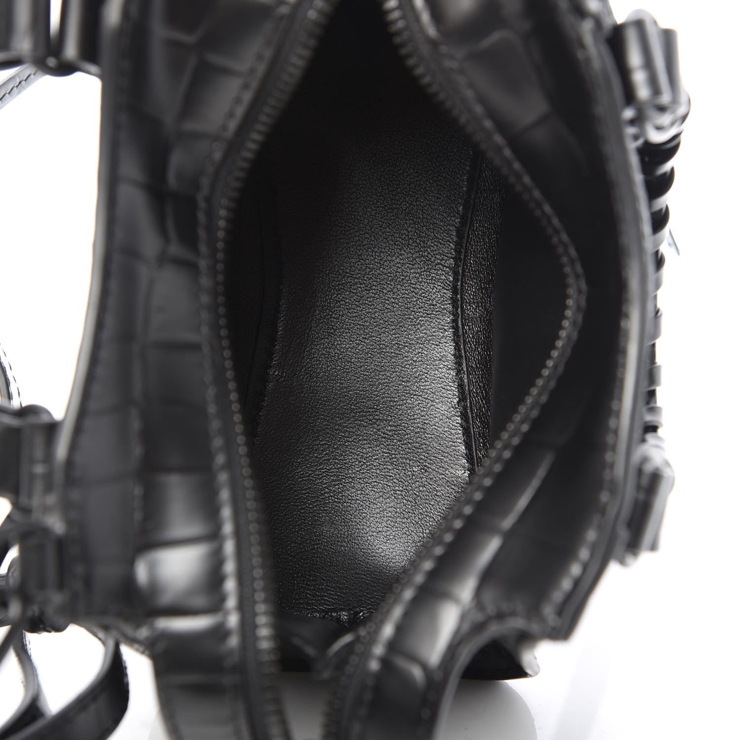 Balenciaga Semi Shiny Calfskin Crocodile Embossed Neo Classic Black Hardware Nano City Crossbody Black 5 of 10