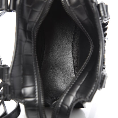 Balenciaga Semi Shiny Calfskin Crocodile Embossed Neo Classic Black Hardware Nano City Crossbody Black 5 of 10