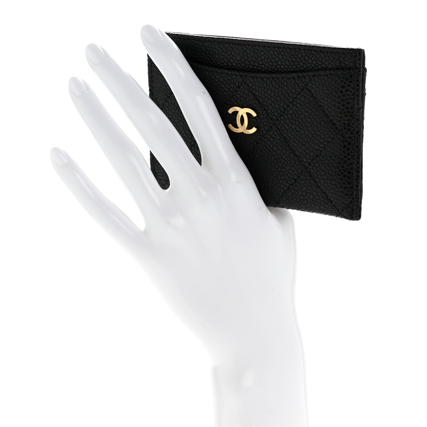 Caviar Quilted Card Holder Black