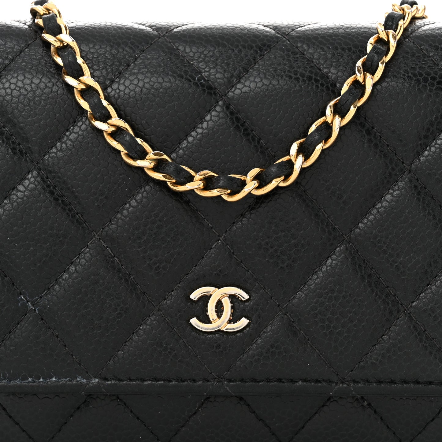 Caviar Quilted Wallet on Chain WOC Black