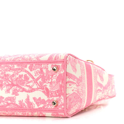 Christian Dior Canvas Toile De Jouy Embroidered Medium Lady D-Lite Peony Pink 9 of 10