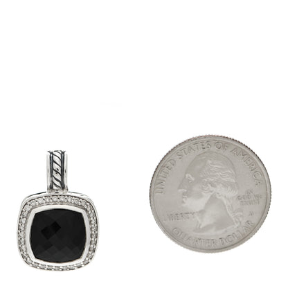 David Yurman Sterling Silver Diamond Black Onyx 11mm Albion Enhancer Pendant 2 of 3