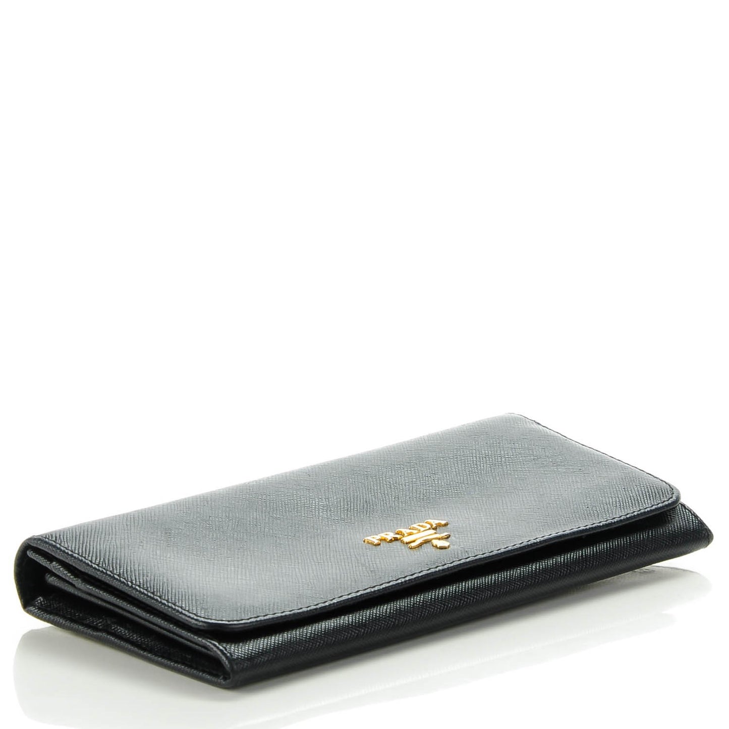 Saffiano Metal Continental Flap Wallet Nero Black