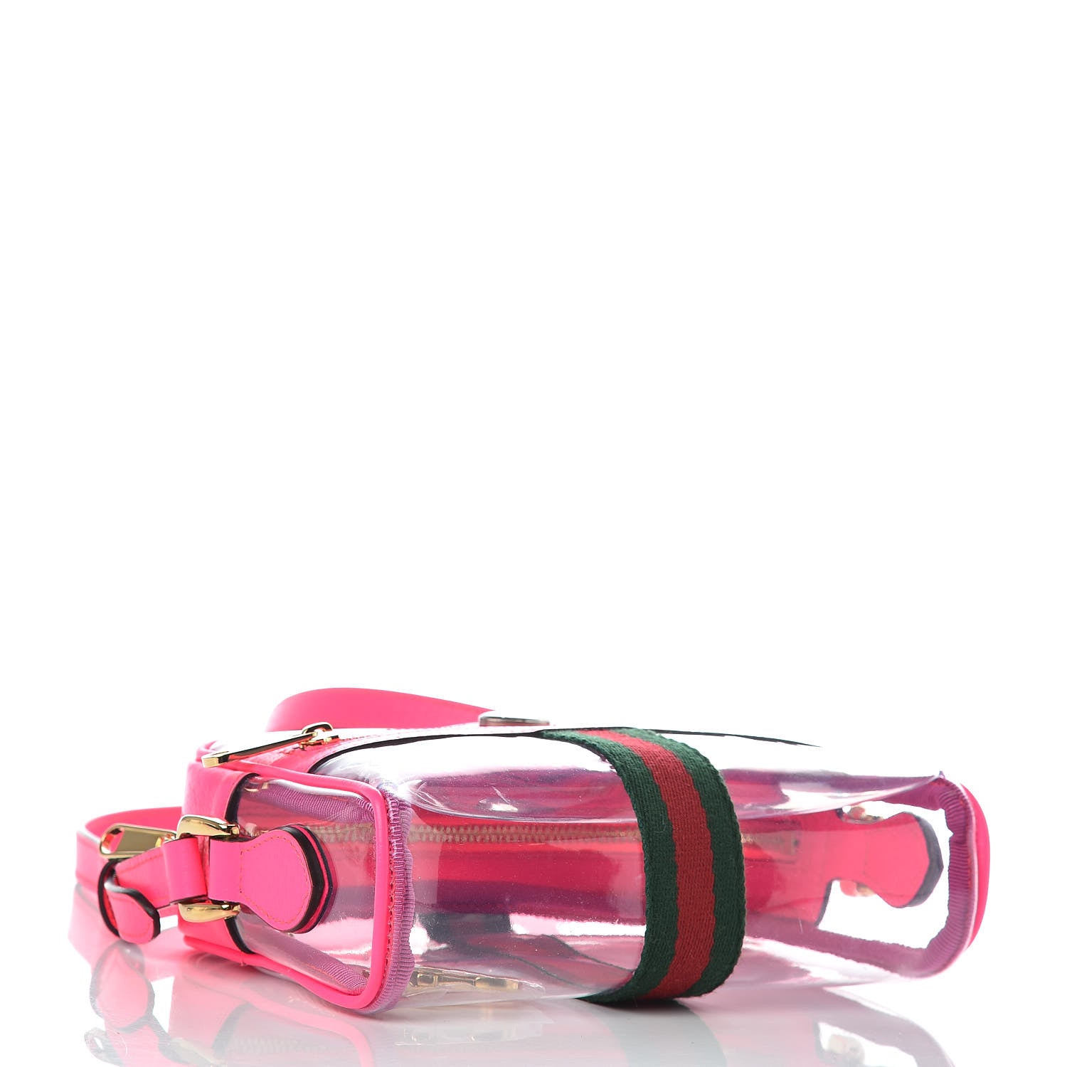 Gucci Vinyl Web Mini Ophidia Transparent Shoulder Bag Fluorescent Fuchsia 4 of 9