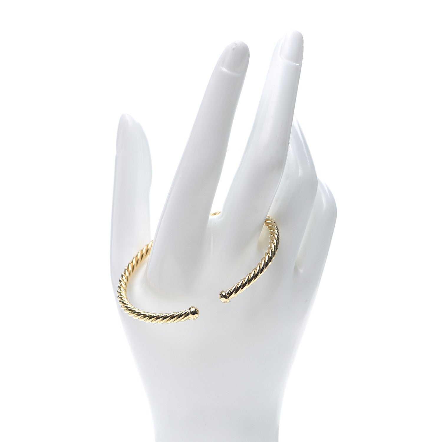 David Yurman 18K Yellow Gold 4mm Cablespira Bracelet 2 of 10