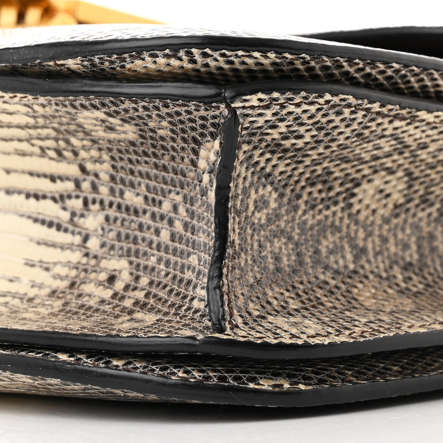 Lizard Medium Classic Box Flap Bag Natural