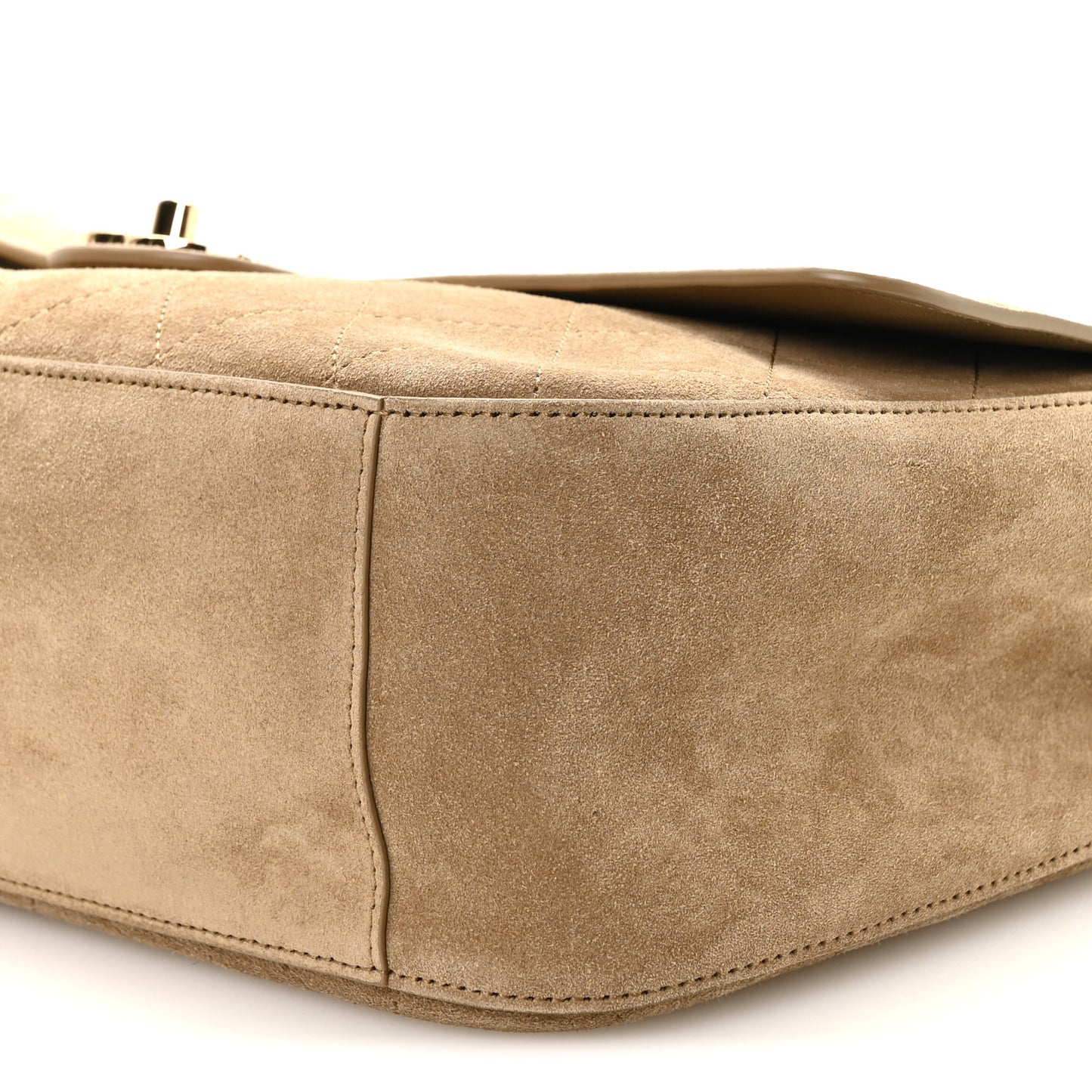 Suede Calfskin Small Souplissimo Maxi Flap Dark Beige