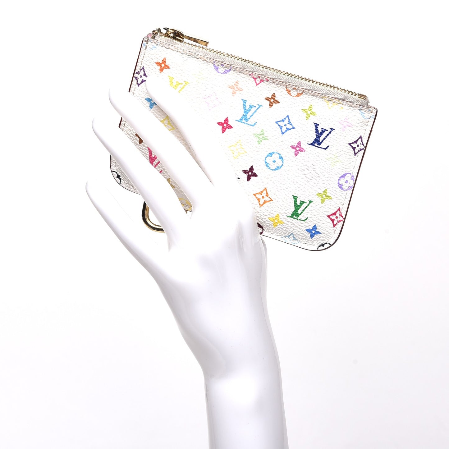 Monogram Multicolor Key Pouch White Litchi