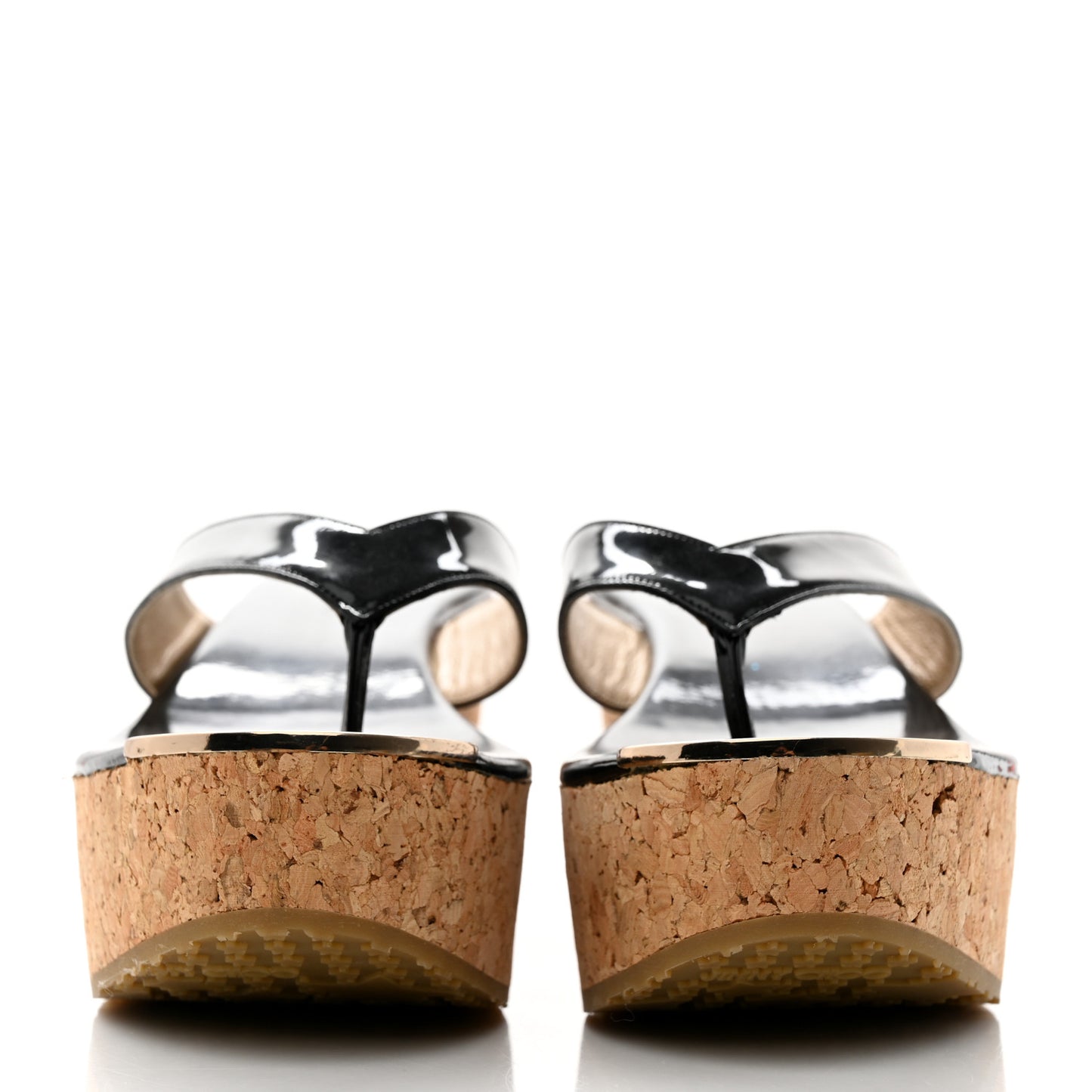 Patent Thong Platform Wedge Slide Sandals 37.5 Black